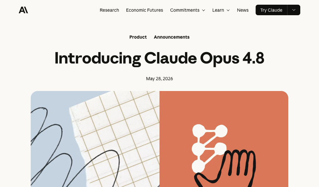 Anthropic 官方发布页：Introducing Claude Opus 4.8