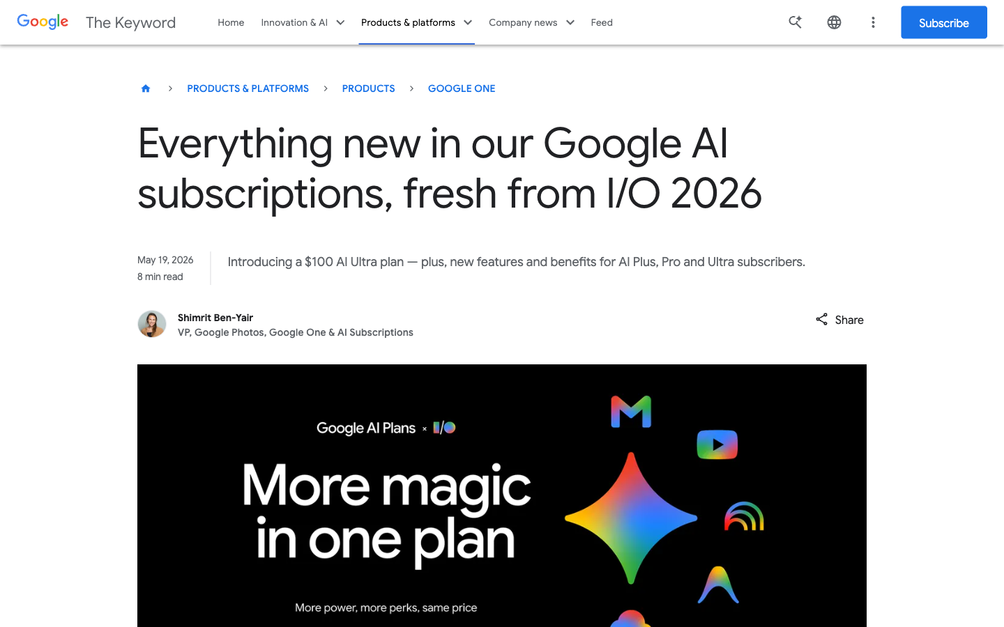 Google AI 订阅更新